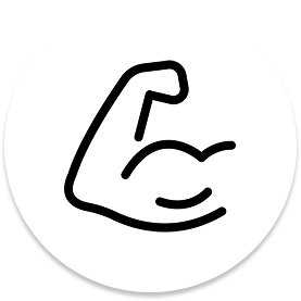 Image d’illustration : icône stylisée d’un bras musclé et congestionné, symbole de force, entraînement et fitness.